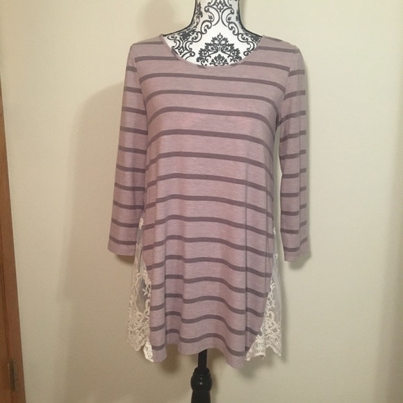 Purple BKE Lace Panel Tunic - Picture 1 of 8